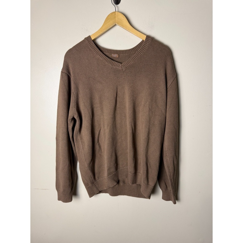 John Galt Sweater V Neck Cable Knit Pullover Womens One Size Brown Preppy